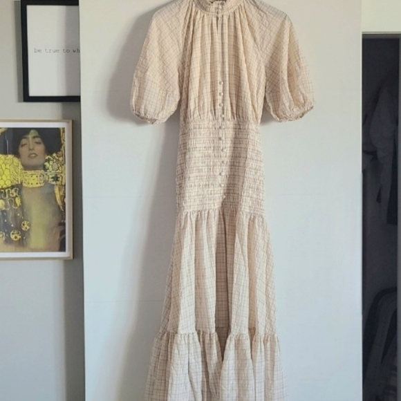 Significant Other Freya Tiered Maxi Dress, Almond Check, Size 8, NWT - Picture 9 of 15